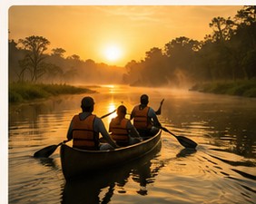 Canoe ride on the Rapti River at sunrise